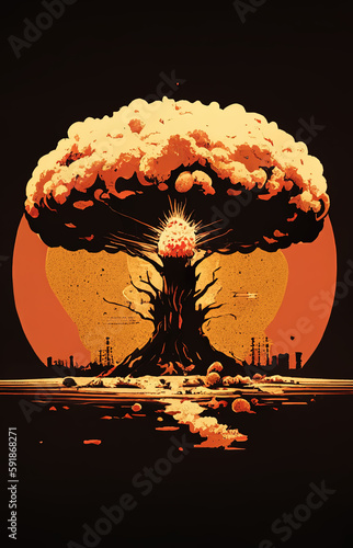 The Power of Destruction: An Illustration of the Atom Bomb, AI Generated
