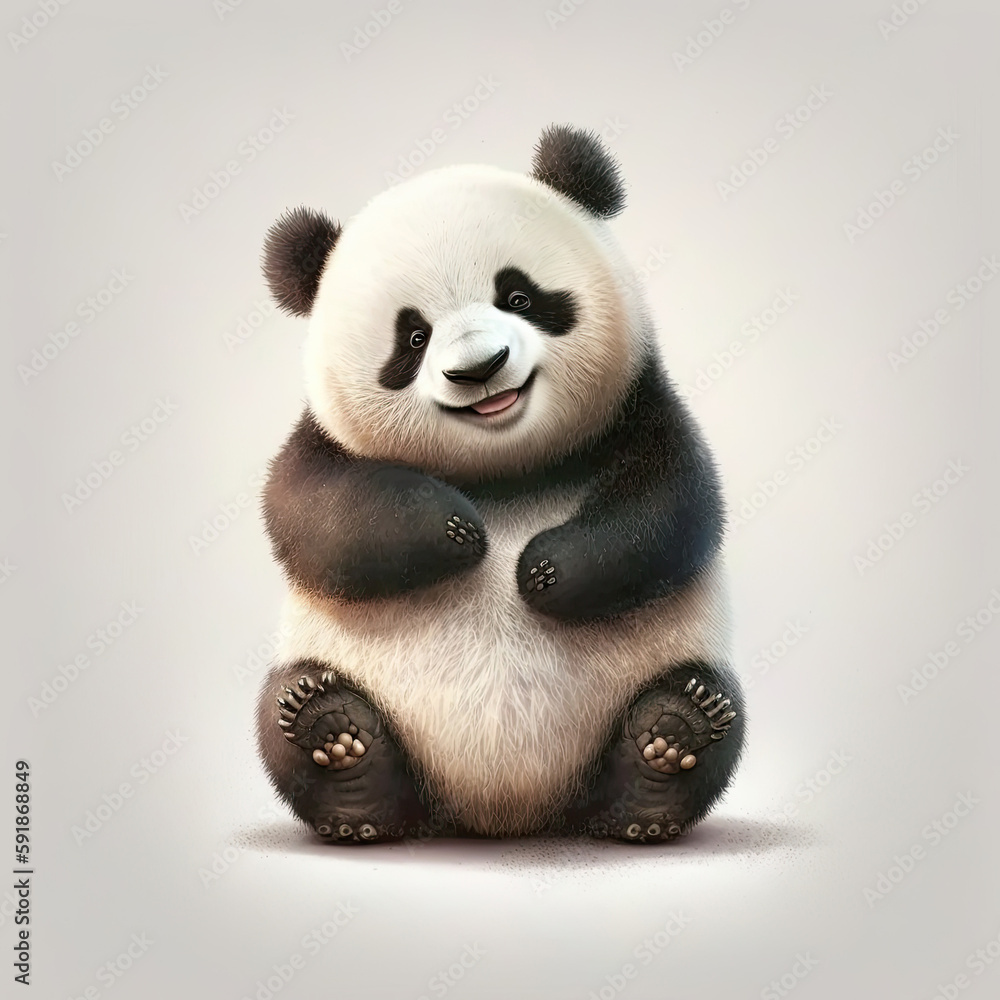 AI generated illustration of cute happy smiling panda AI generated illustration of cute happy smiling panda