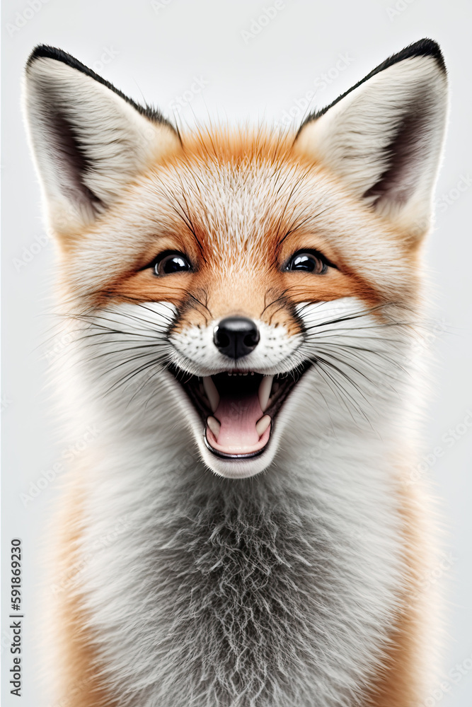 AI generated  illustration of happy smiling fox