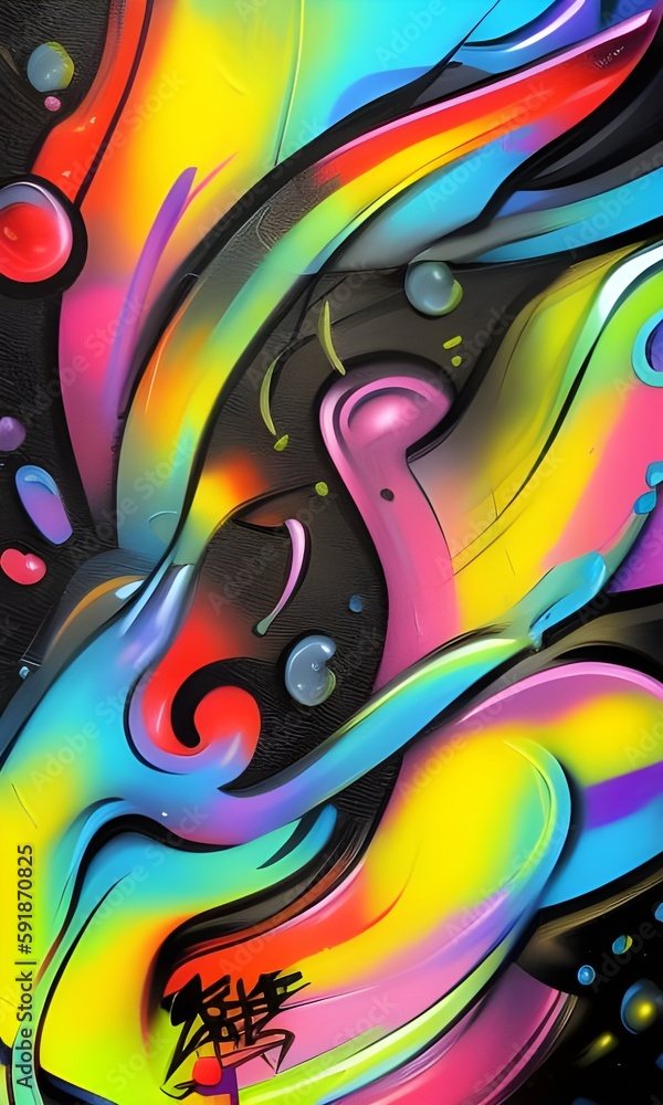 Fototapeta premium Graffiti seamless background. Artist supply color illustration. Visual arts doodles. Painting drawing art backgrounds. Royalty high-quality free stock digital multicolor abstract art. Generative AI