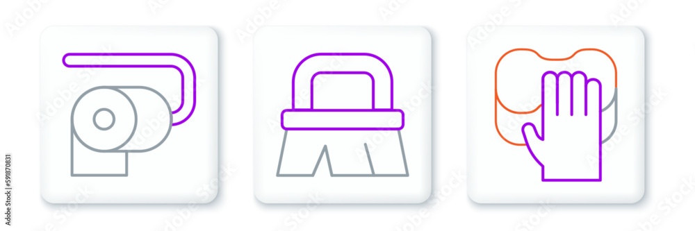 Set line Cleaning service, Toilet paper roll and Brush for cleaning icon. Vector Set line Cleaning service, Toilet paper roll and Brush for cleaning icon. Vector