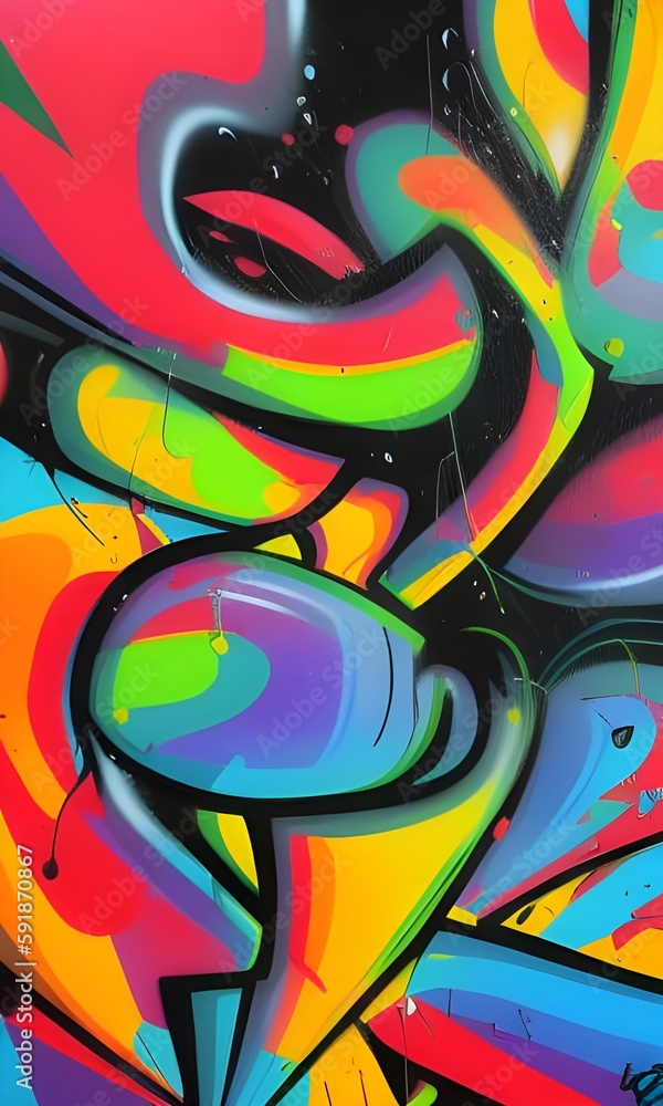 Naklejka premium Graffiti seamless background. Artist supply color illustration. Visual arts doodles. Painting drawing art backgrounds. Royalty high-quality free stock digital multicolor abstract art. Generative AI