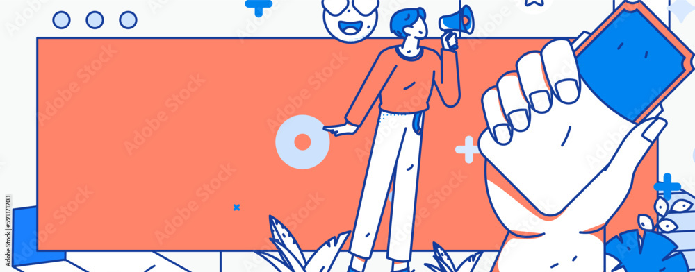 Obraz premium Festive Shopping E-Commerce Online Shopping People Flat Vector Concept Operation Hand Drawn Illustration