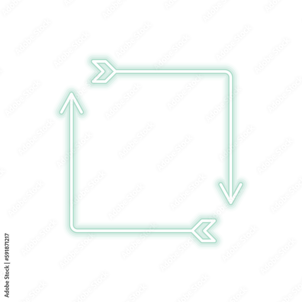 Green Rounded Square Neon Arrow Cute Hand Drawn Green Rounded Square Neon Arrow Cute Hand Drawn