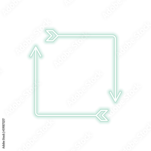 Green Rounded Square Neon Arrow Cute Hand Drawn
