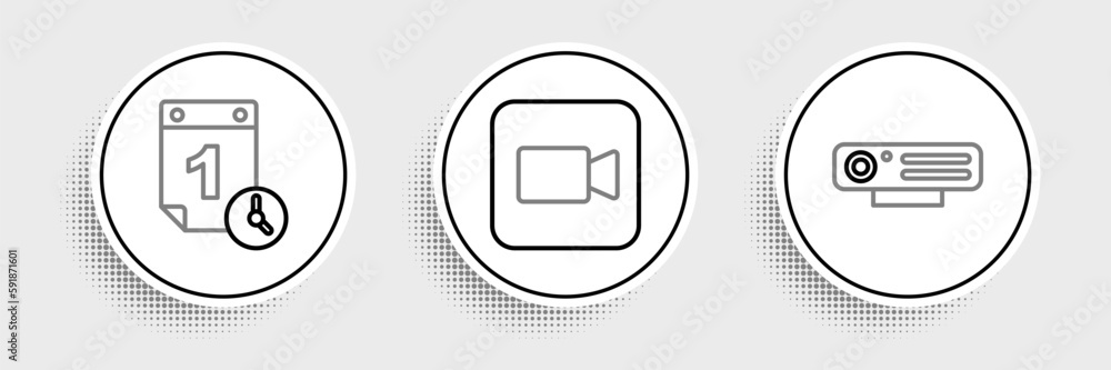 Set line Web camera, Time management and Camera icon. Vector Set line Web camera, Time management and Camera icon. Vector