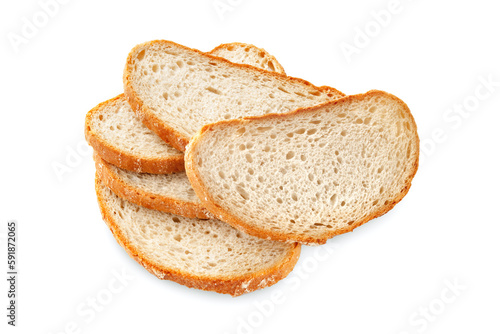 Sliced bread close-up. Bread slices isolated on white background. Healthy food concept