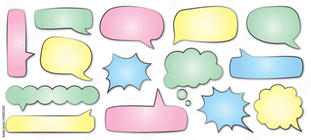 set of colorful stickers speach bubbles set of colorful stickers speach bubbles