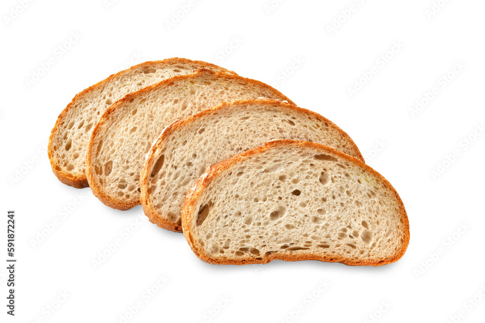 Chopped bread. Bread slices close-up isolated on white background. Healthy food concept Chopped bread. Bread slices close-up isolated on white background. Healthy food concept
