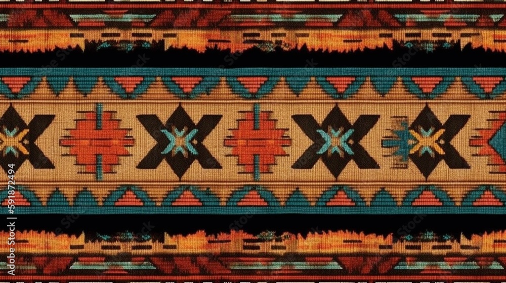 Native American pattern Navajo tribe, pueblo tribe, tile, seamless, design, texture, Generative AI - obrazy, fototapety, plakaty 