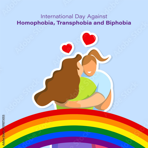 Vector illustration of International Day Against Homophobia Biphobia Lesbophobia Transphobia 17 May social media story feed mockup template post