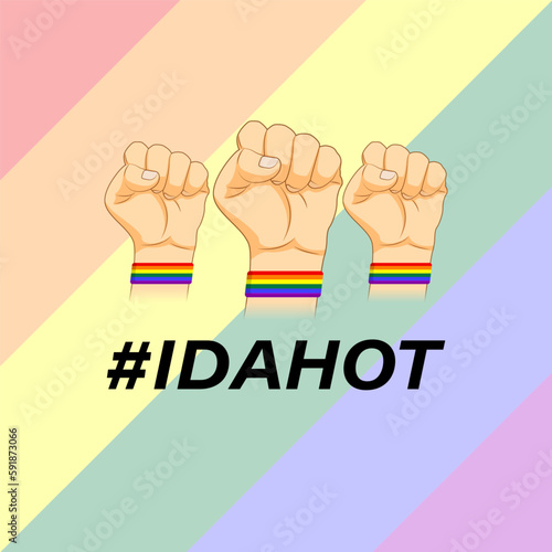 Vector illustration of International Day Against Homophobia Biphobia Lesbophobia Transphobia 17 May social media story feed mockup template post