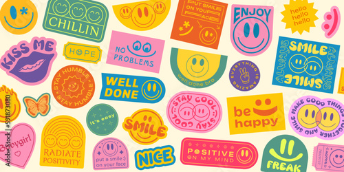 Valokuva Cool Groovy Stickers Background