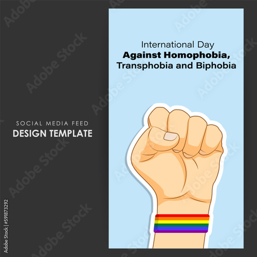 Vector illustration of International Day Against Homophobia social media story feed mockup template