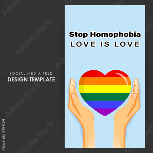 Vector illustration of International Day Against Homophobia social media story feed mockup template