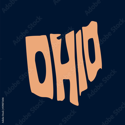Orange Ohio typography on dark blue background photo