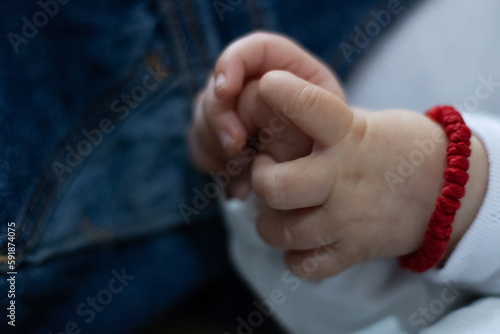 Closeup portrait of a cute Caucasian babies' hands