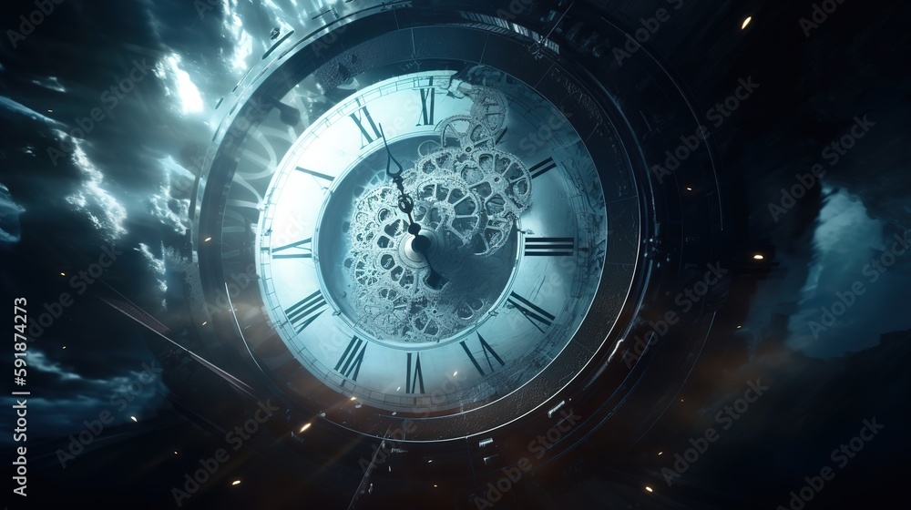 Time travel concept. Time travel clock.AI generated