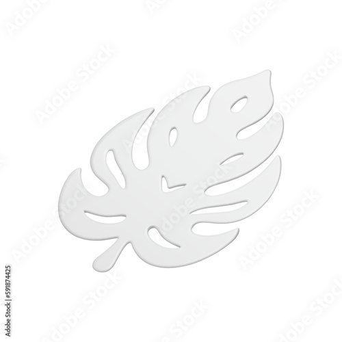 Botanical leaf fern ornamental exotic plant foliage white wedding decor element 3d icon vector