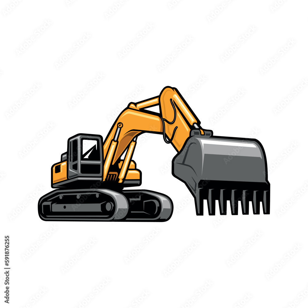 Clearing Trees With Trackhoe Clipart