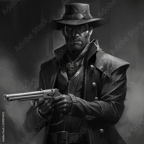 Lone gunman in the Wild West. Created using ai generative.  photo