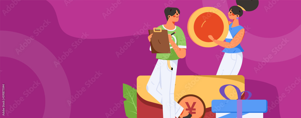 Festive Shopping E-Commerce Online Shopping People Flat Vector Concept Operation Hand Drawn Illustration
