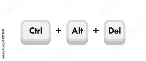 Ctrl alt del computer keyboard buttons combinations. Hotkeys combination for delete. Vector illustration