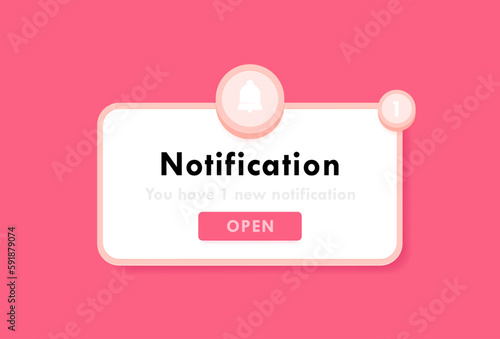 Notification about events, business planning, timetable or date reminder. Notification pop up box with a bell. Modern flat style vector illustration