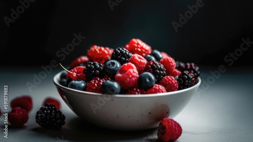 A Photo Of A Bowl Of Colorful Berries On A Plain White Background With The Words Antioxidants In Simple Font. Generative AI