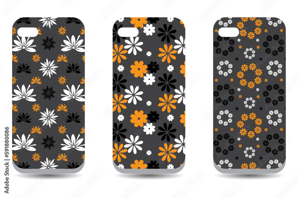 Fototapeta premium Floral vector phone protector case cover, colorful mobile phone cover case silicon protector