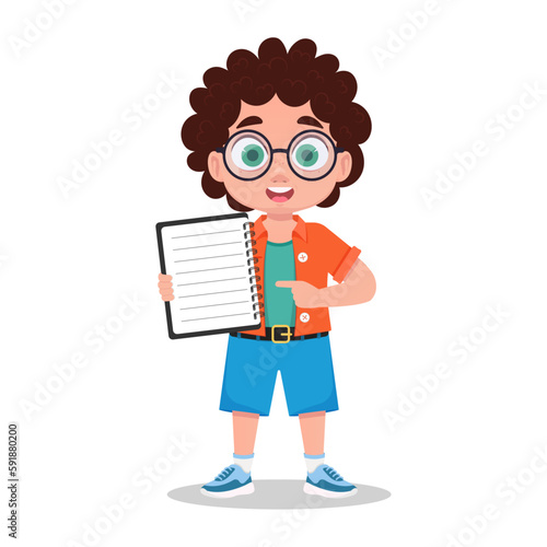 Cute boy with notepad