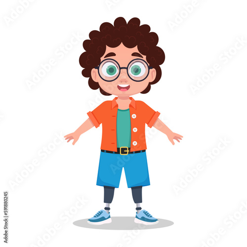 Child with a prosthetic leg