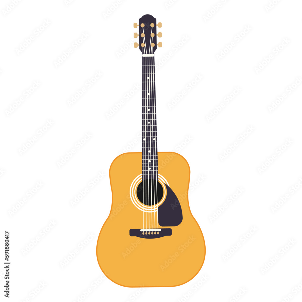 Guitar, vector illustration, on a white background