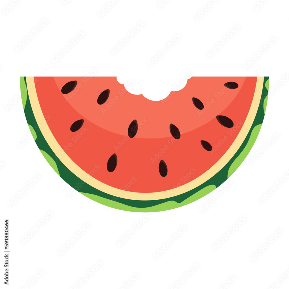 Bitten watermelon on white background, vector illustration Bitten watermelon on white background, vector illustration