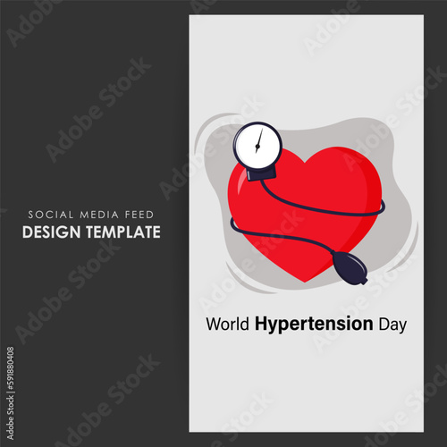 Vector illustration of World Hypertension Day social media story feed mockup template