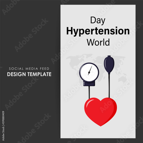 Vector illustration of World Hypertension Day social media story feed mockup template