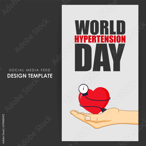 Vector illustration of World Hypertension Day social media story feed mockup template