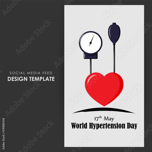 Vector illustration of World Hypertension Day social media story feed mockup template