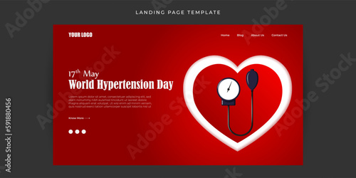 Vector illustration of World Hypertension Day Website landing page banner mockup Template