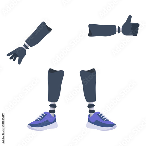 Arm and leg prostheses, vector illustration
