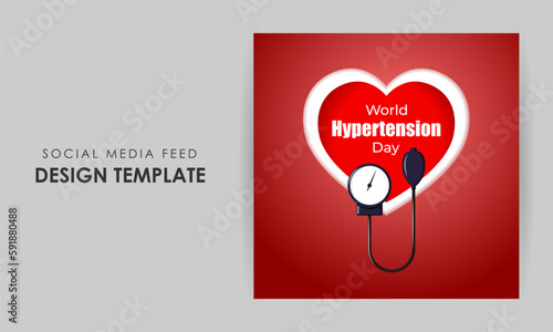 Vector illustration of World Hypertension Day social media story feed mockup template