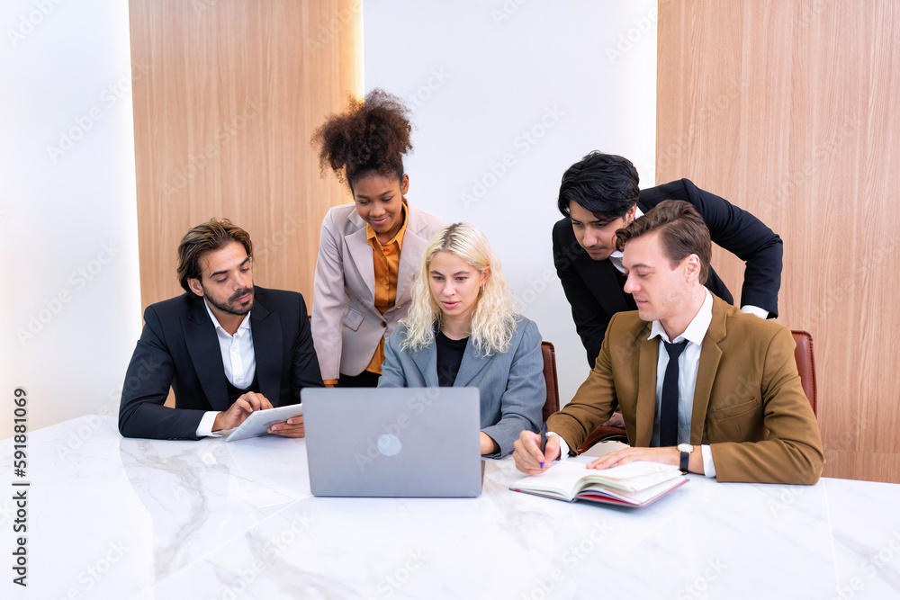 Employee on job corporate Business colleagues around the table making strong business team Employee on job corporate Business colleagues around the table making strong business team