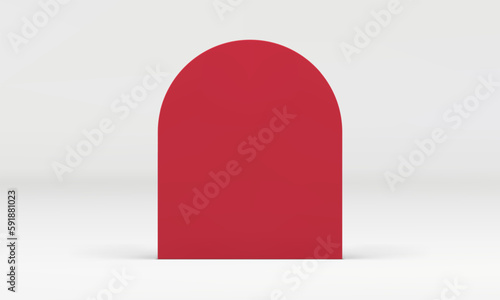 3d red curved vertical block geometric foundation premium minimal decor element realistic vector