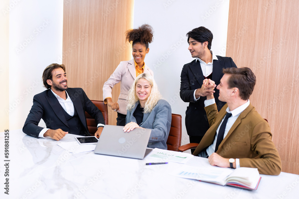 Employee on job corporate Business colleagues around the table making strong business team Employee on job corporate Business colleagues around the table making strong business team