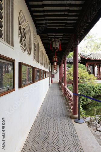 Vertical shot of a building in Suzhou ancient garden