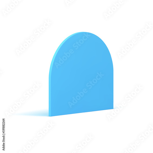 Blue curved wall isometric vertical stand geometric shape construction 3d icon realistic vector