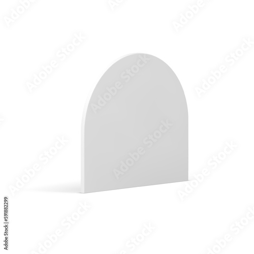 Gray curved wall isometric vertical platform minimal 3d icon realistic vector illustration