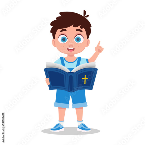 Young preacher boy reading the bible