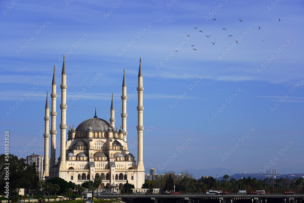 Naklejka premium sabancı mosque in adana turkey