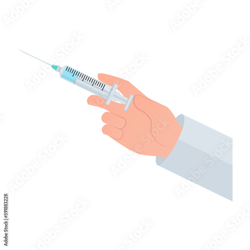 Doctor's hand with a syringe making an injection